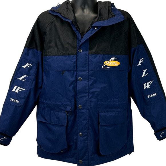 Stearns FLW Tour Jacket Fishing League Worldwide Fisherman Hooded Blue L Large - Picture 1 of 8